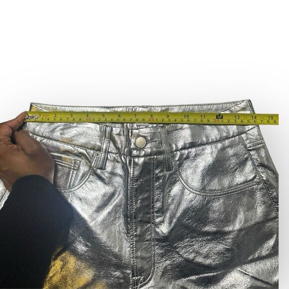 Good American 90s Liquid Pants Womens 27 Silver Silo Cyberpunk Futuristic Zenon - Picture 3 of 7